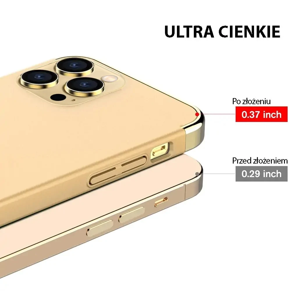 Etui do iPhone 13 Pro Max eleganckie cienkie z widocznym logo, złote