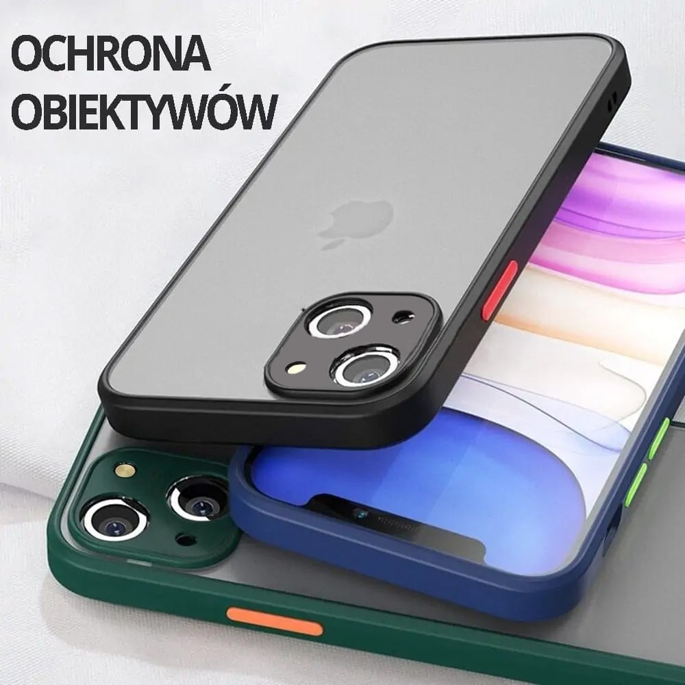 Etui do iPhone 13 półprzeźroczyste matowe z ochroną aparatu, czarne (OUTLET)