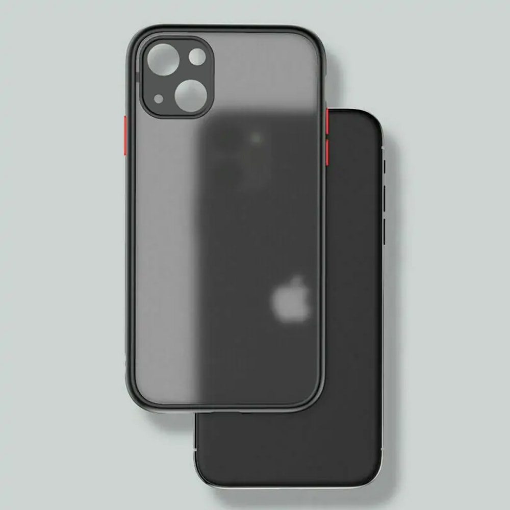 Etui do iPhone 13 półprzeźroczyste matowe z ochroną aparatu, czarne (OUTLET)