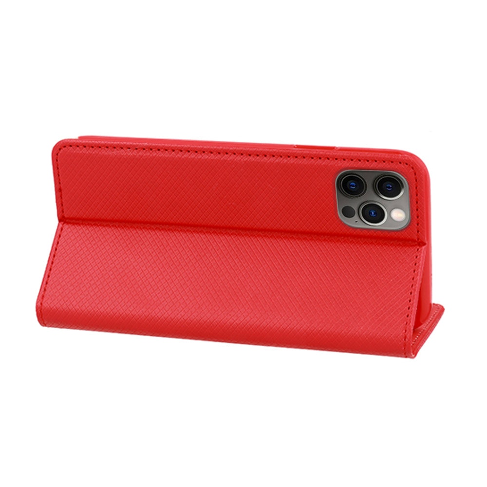 Etui do iPhone 12 Pro książkowe na magnes z trwałego niebrudzącego się materiału, czerwone