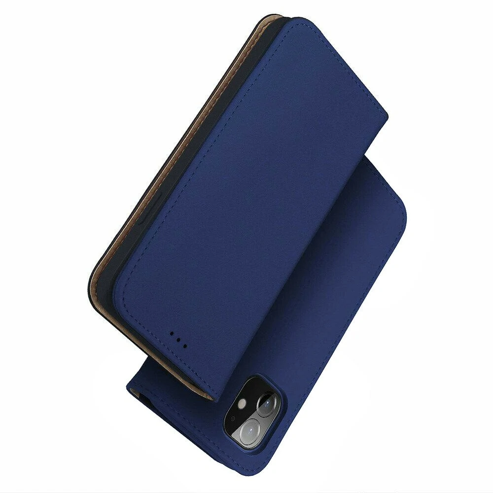 Etui do iPhone 12 Pro eleganckie skórzane granatowe