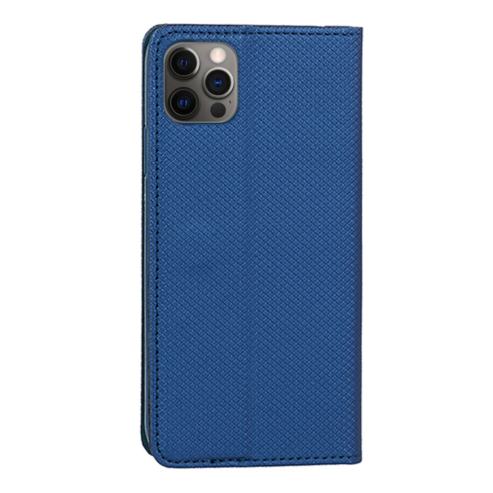 Etui do iPhone 12 Pro książkowe na magnes z trwałego niebrudzącego się materiału, granatowe