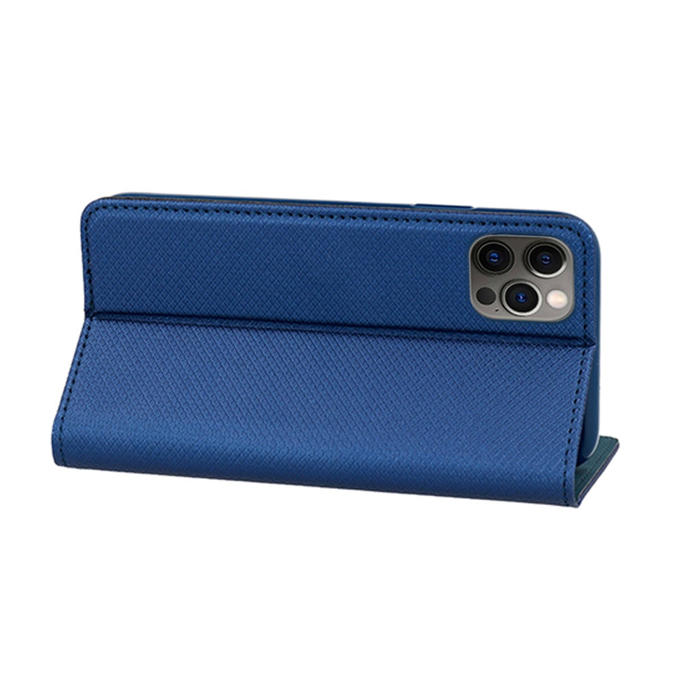 Etui do iPhone 12 Pro książkowe na magnes z trwałego niebrudzącego się materiału, granatowe