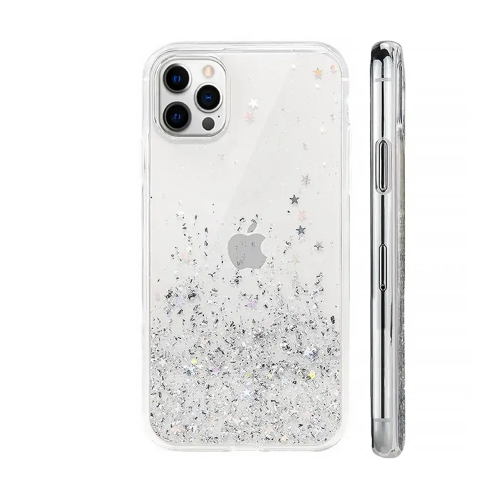 Etui do iPhone 12 Pro Max przeźroczyste silikonowe z brokatem