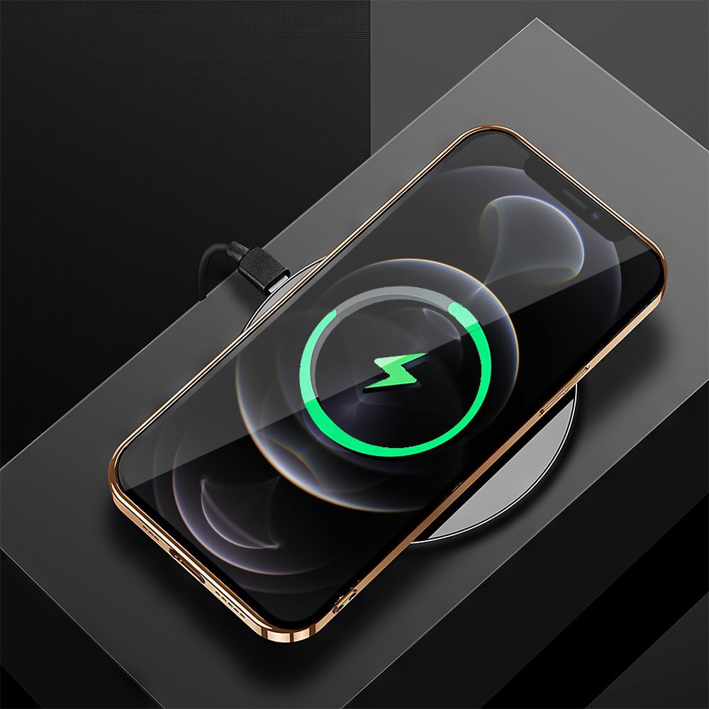 Etui do iPhone 12 Pro Max eleganckie luksusowe skórzane czarne ze złotem