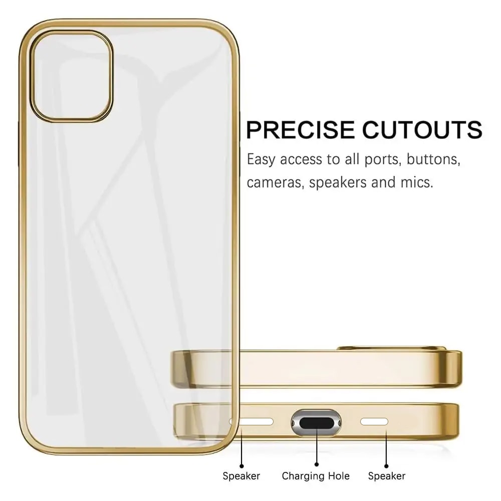 Etui do iPhone 12/12 Pro JETech Simple Metallic gold przeźroczyste z ramką w kolorze złota (OUTLET)