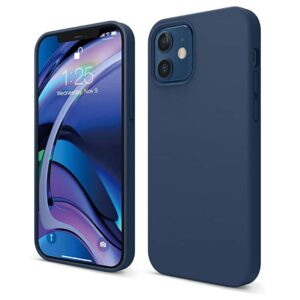 etui do iphone 12 silikonowe z mikrofibrą premium soft touch granatowe 1
