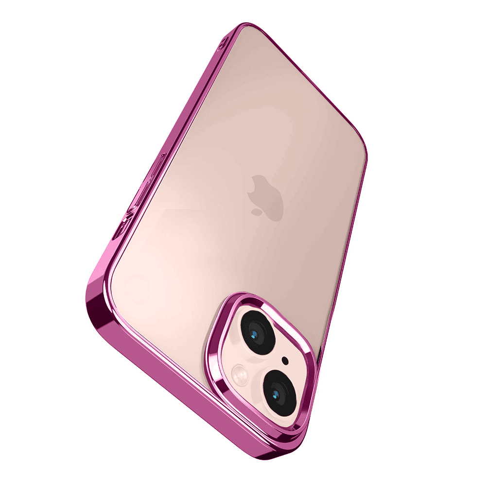 Etui do iPhone 13 JETech Simple Metallic Pink, przeźroczyste z ramką w kolorze różowym (OUTLET)