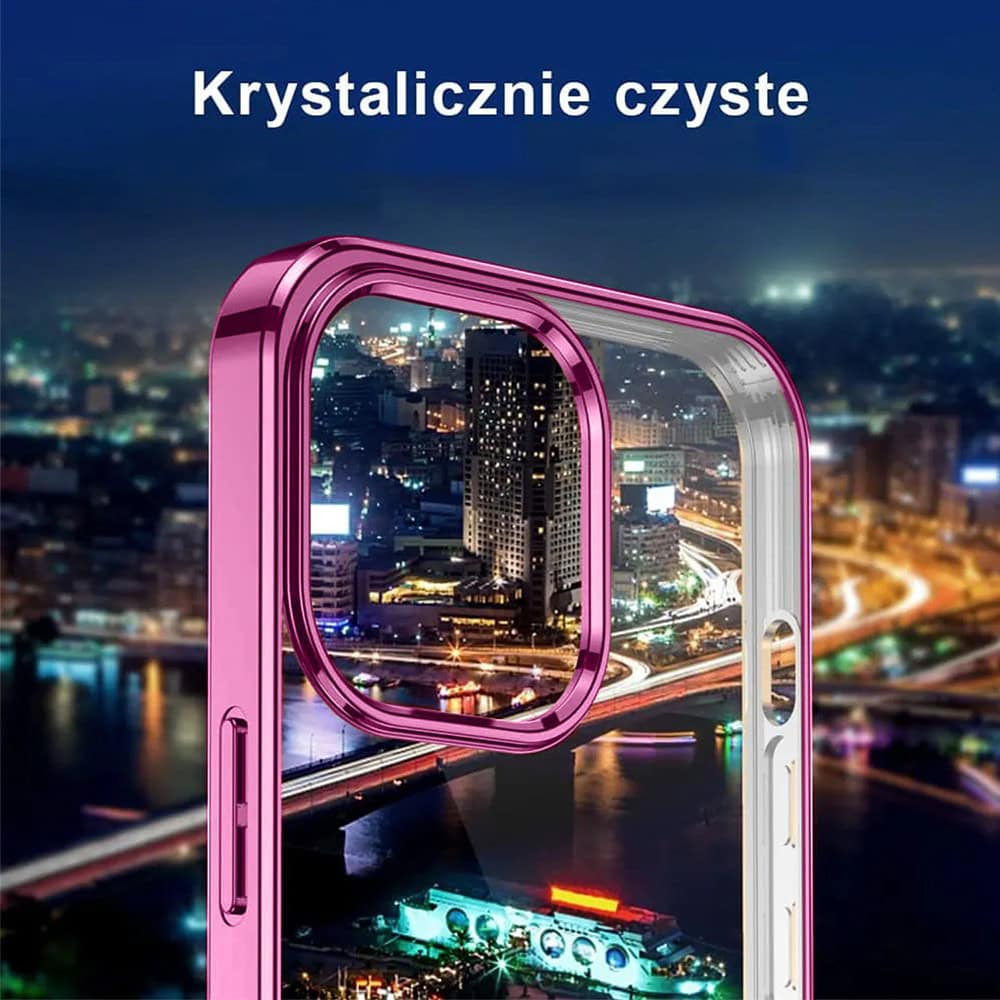 Etui do iPhone 13 JETech Simple Metallic Pink, przeźroczyste z ramką w kolorze różowym (OUTLET)