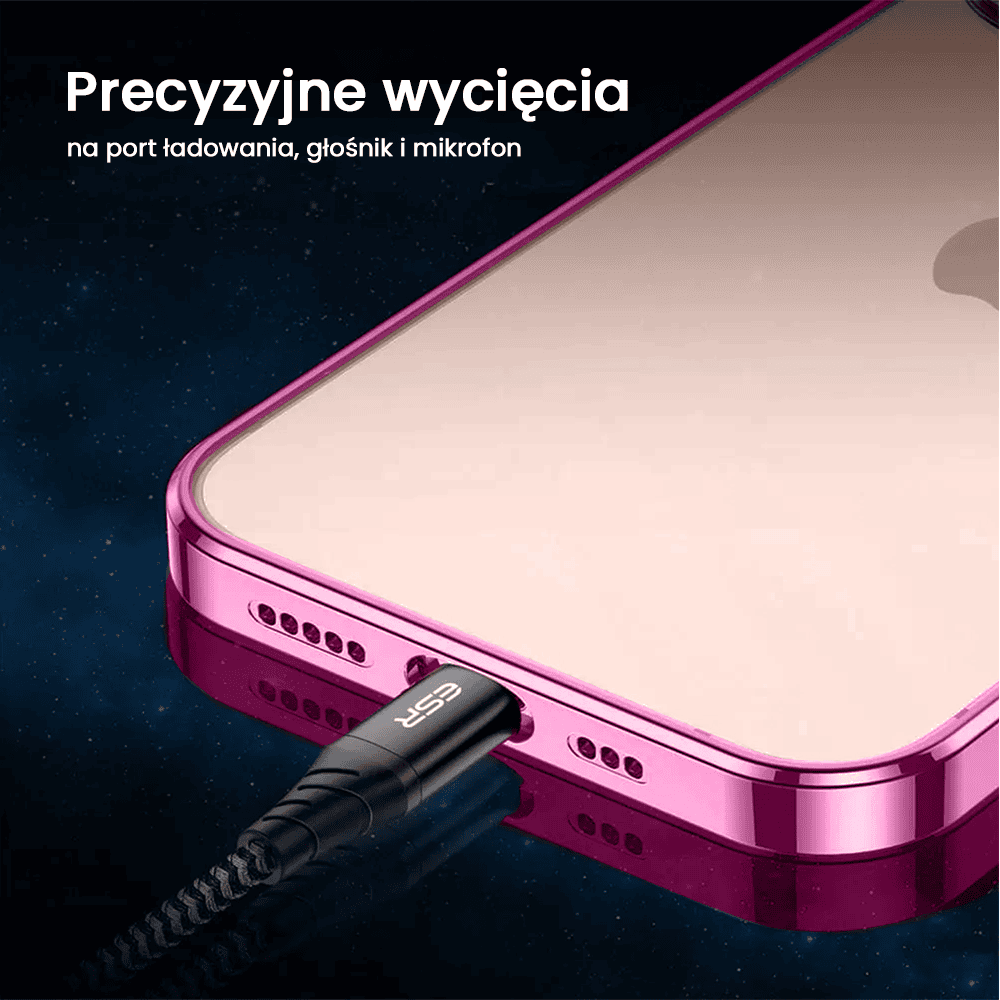 Etui do iPhone 13 JETech Simple Metallic Pink, przeźroczyste z ramką w kolorze różowym (OUTLET)
