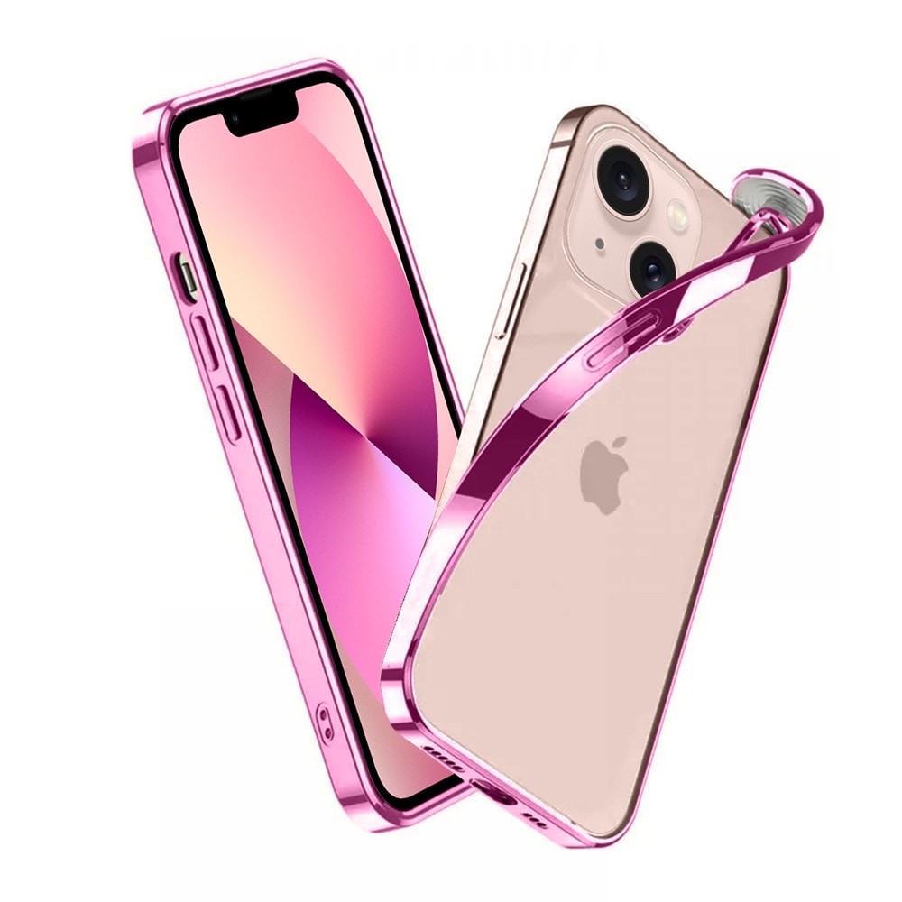 Etui do iPhone 13 JETech Simple Metallic Pink, przeźroczyste z ramką w kolorze różowym (OUTLET)
