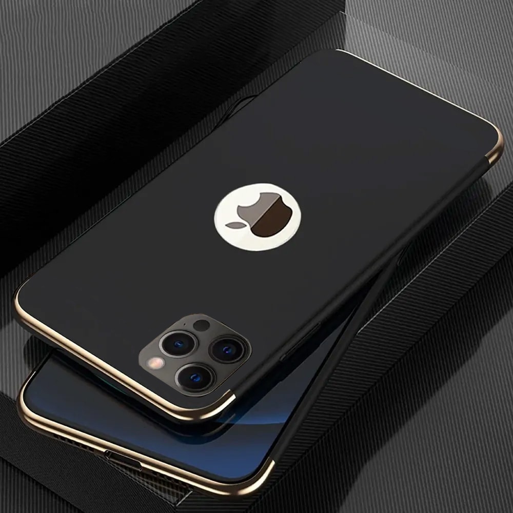 Etui do iPhone 13 Pro eleganckie cienkie ze zdobieniami i widocznym logo, czarne (OUTLET)