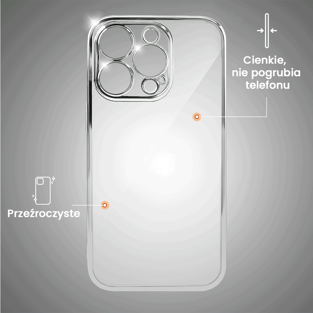 Etui do iPhone 14 Pro premium silver z osłoną kamery, srebrne (OUTLET)
