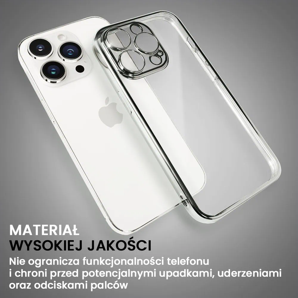 Etui do iPhone 14 Pro premium silver z osłoną kamery, srebrne (OUTLET)