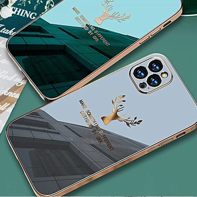 SURPHY do iPhone 12 Pro z nadrukiem, ciemna patyna ze złotą ramką