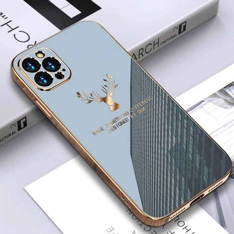 SURPHY do iPhone 12 Pro z nadrukiem, ciemna patyna ze złotą ramką