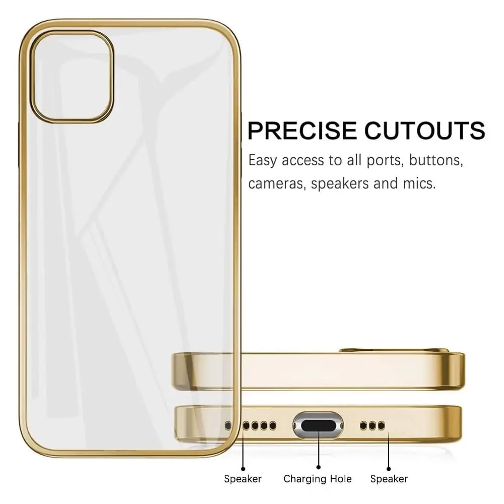 Etui do iPhone 13 Pro JETech Simple Metallic gold przeźroczyste z ramką w kolorze złota