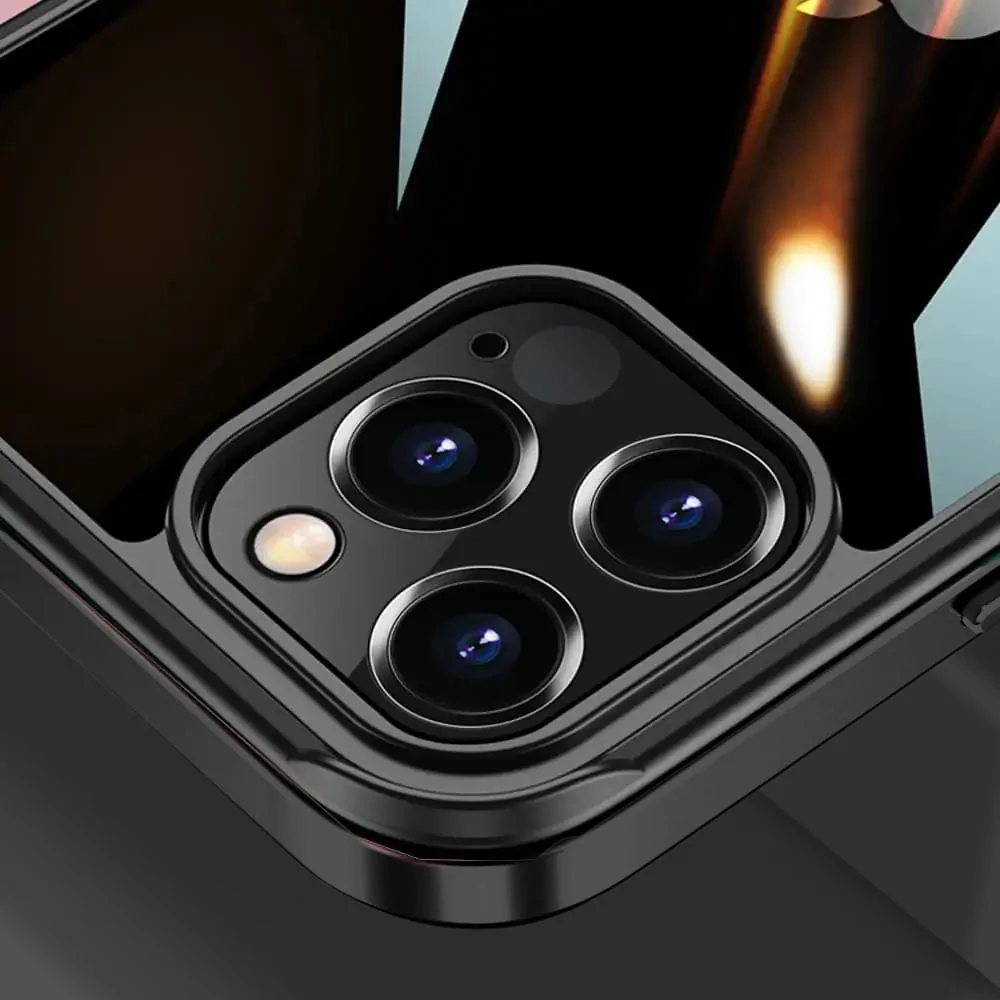 Etui do iPhone 13 Pro Max krystalicznie krystaliczny tył z metalową ramką, trwałe, eleganckie Sulada oryginal, czarne grafitowe