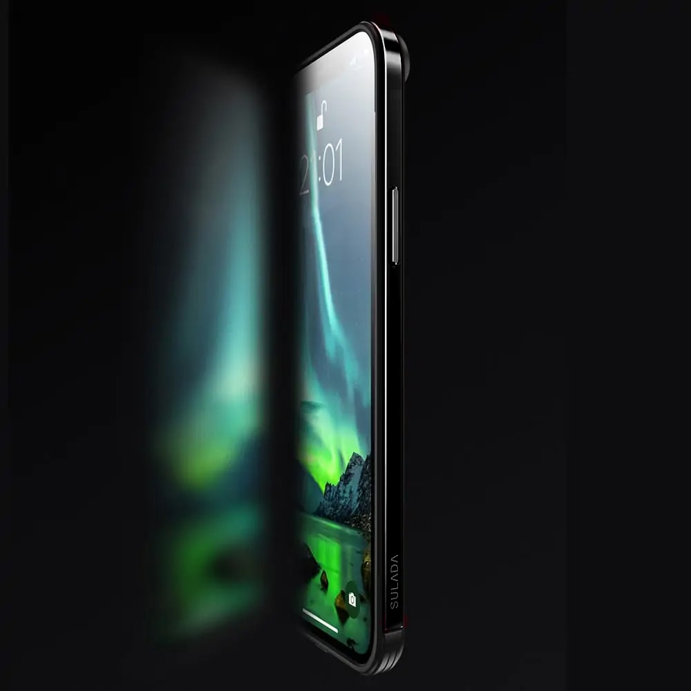 Etui do iPhone 13 Pro Max krystalicznie krystaliczny tył z metalową ramką, trwałe, eleganckie Sulada oryginal, czarne grafitowe