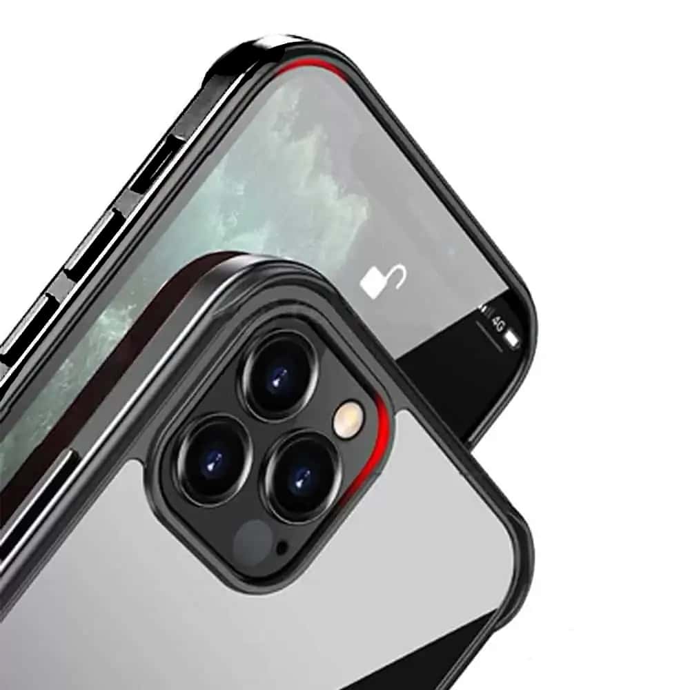 Etui do iPhone 13 Pro Max krystalicznie krystaliczny tył z metalową ramką, trwałe, eleganckie Sulada oryginal, czarne grafitowe