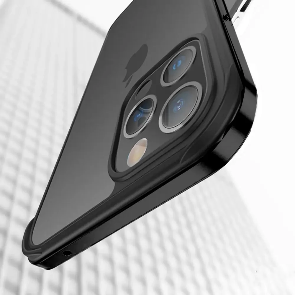 Etui do iPhone 13 Pro Max krystalicznie krystaliczny tył z metalową ramką, trwałe, eleganckie Sulada oryginal, czarne grafitowe