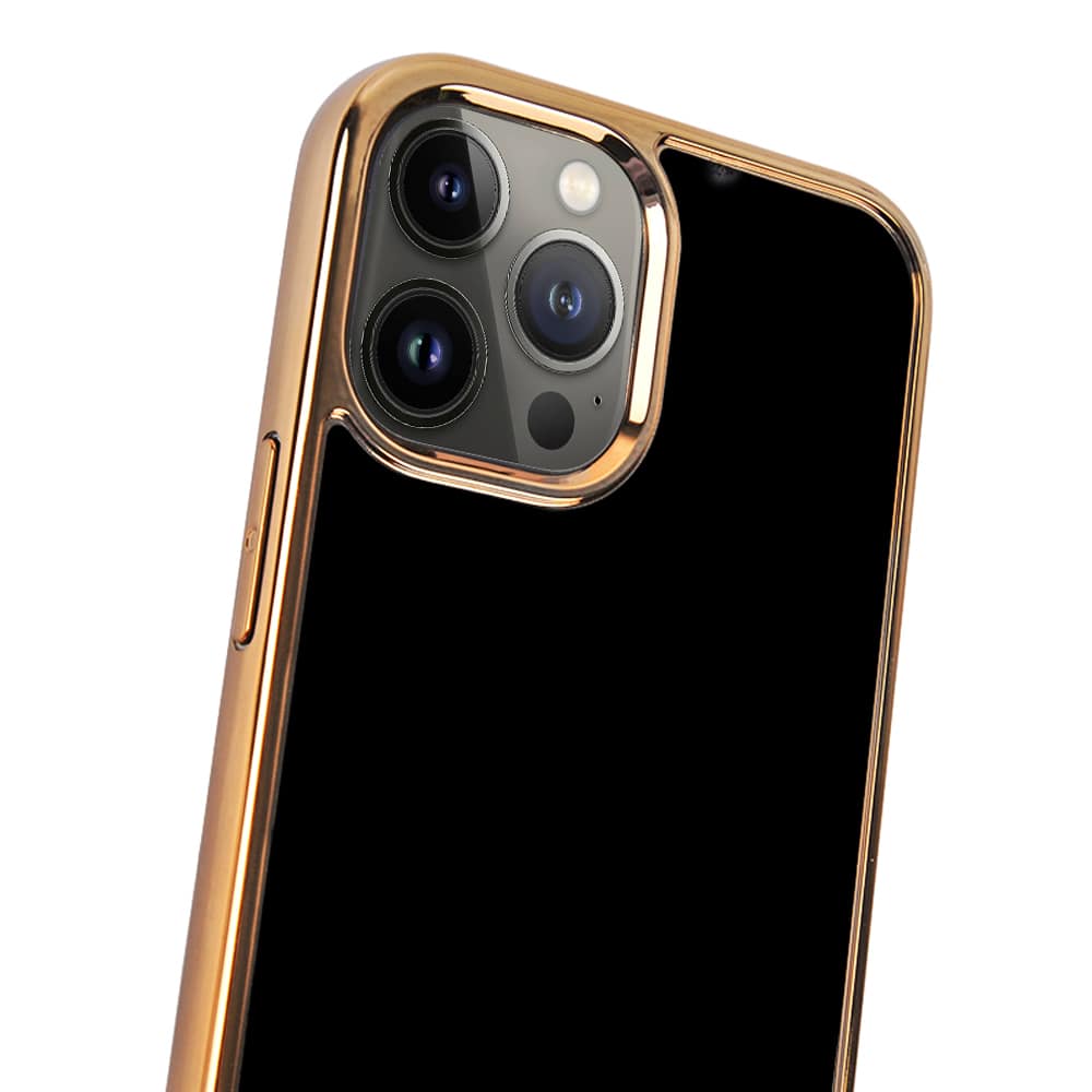 Etui do iPhone 13 Pro Gold Elegance złota ramka, czarne