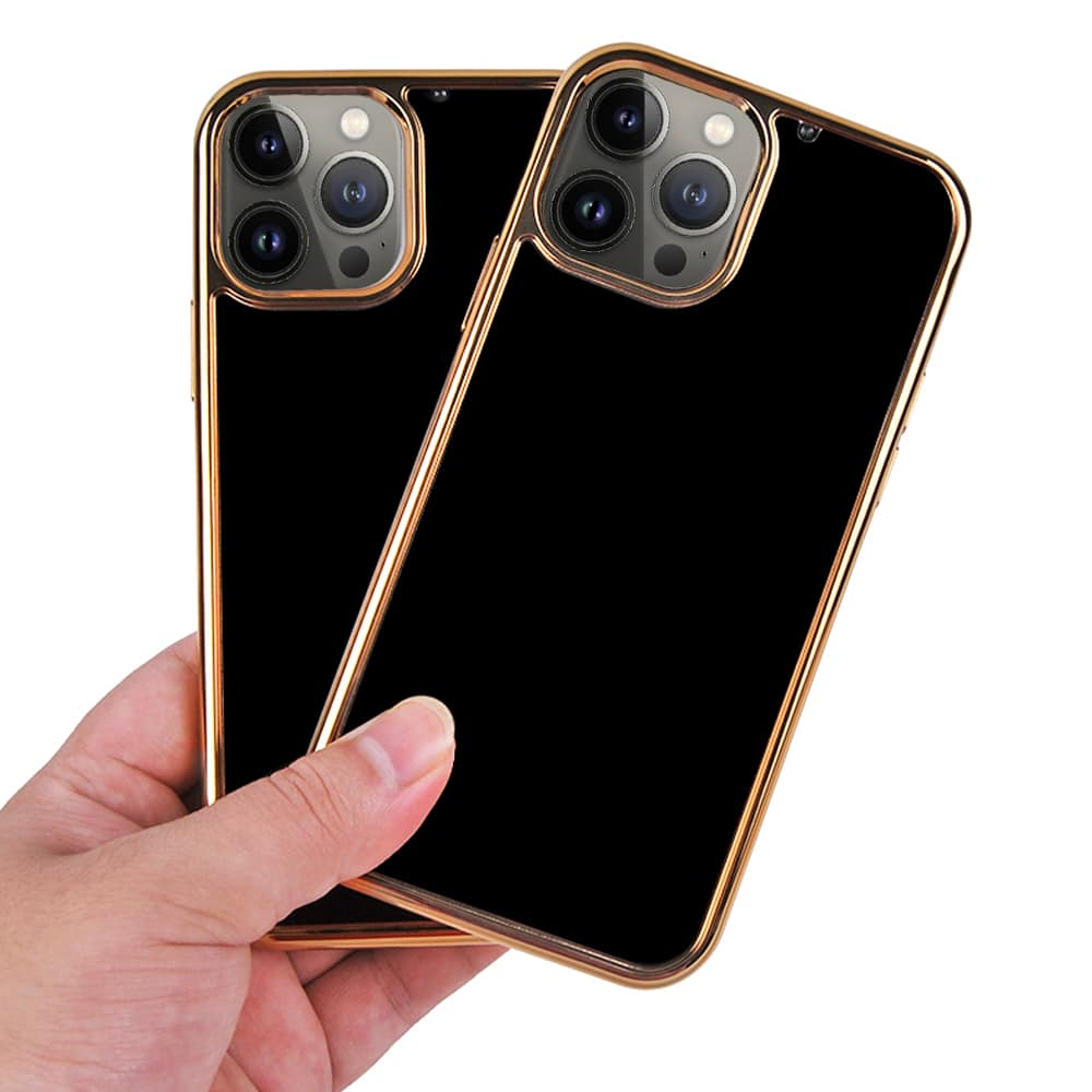 Etui do iPhone 13 Pro Gold Elegance złota ramka, czarne