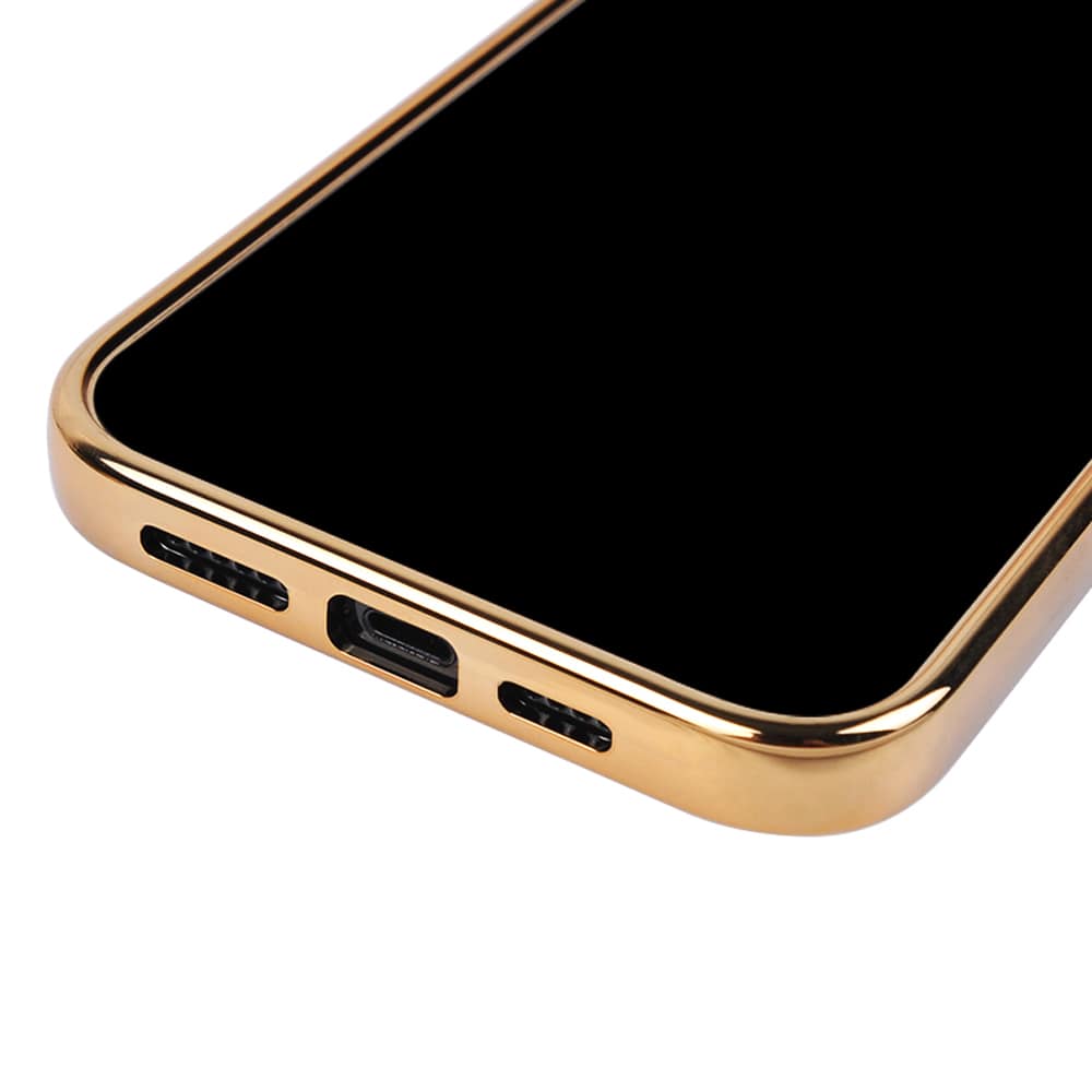 Etui do iPhone 13 Pro Gold Elegance złota ramka, czarne