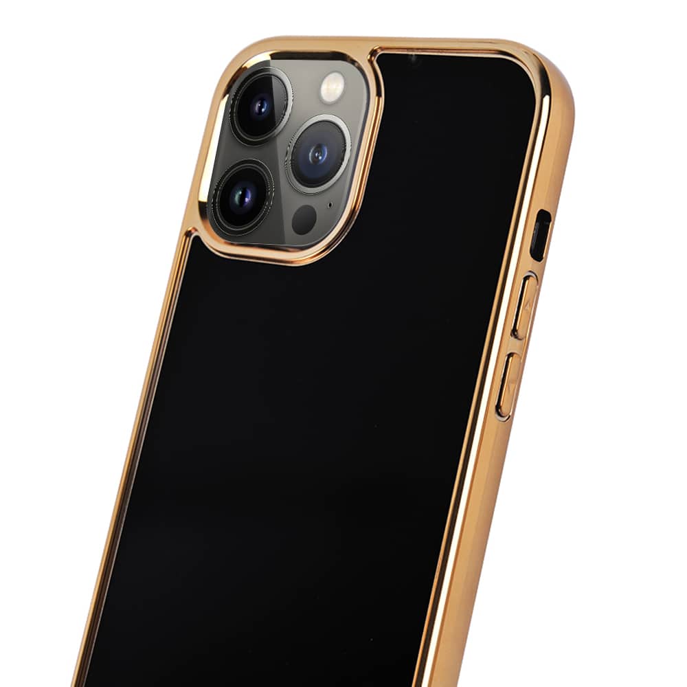 Etui do iPhone 13 Pro Gold Elegance złota ramka, czarne