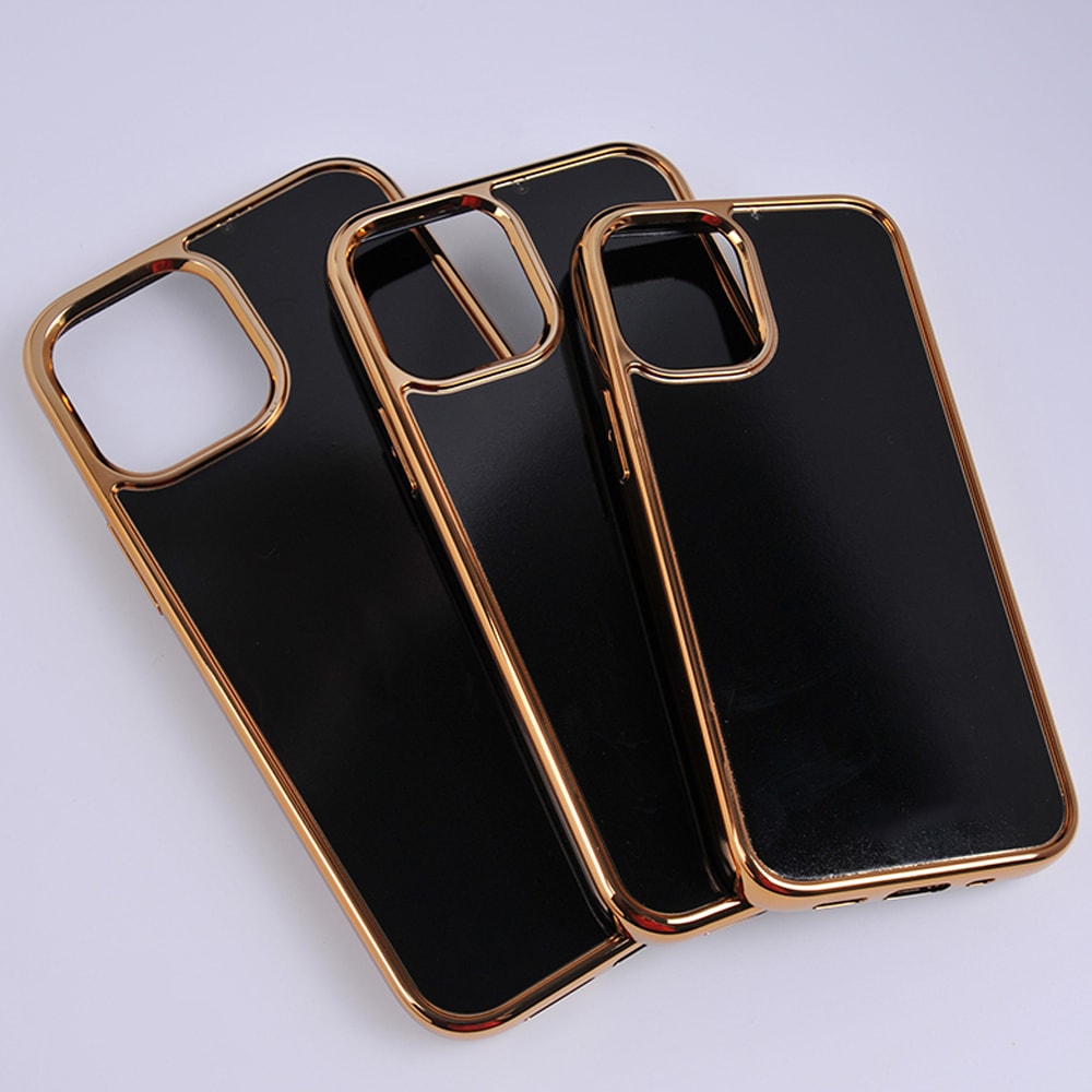 Etui do iPhone 13 Pro Gold Elegance złota ramka, czarne