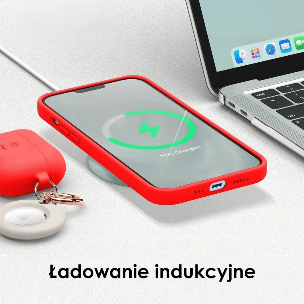 Etui do iPhone 13 Mini silikonowe z mikrofibrą soft touch z osłoną na aparat, czerwone