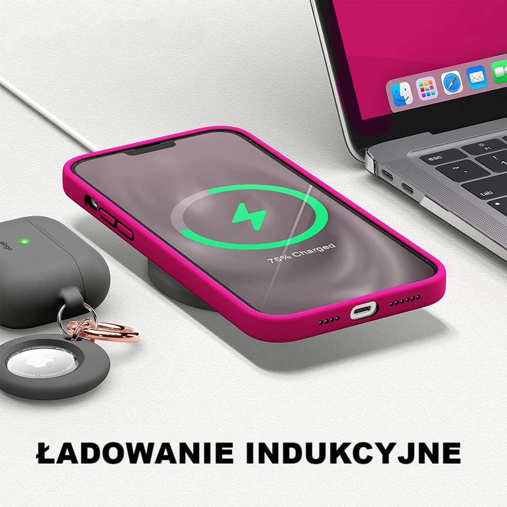 Etui do iPhone 11 Pro silikonowe z mikrofibrą soft touch z osłoną na aparat, różowe