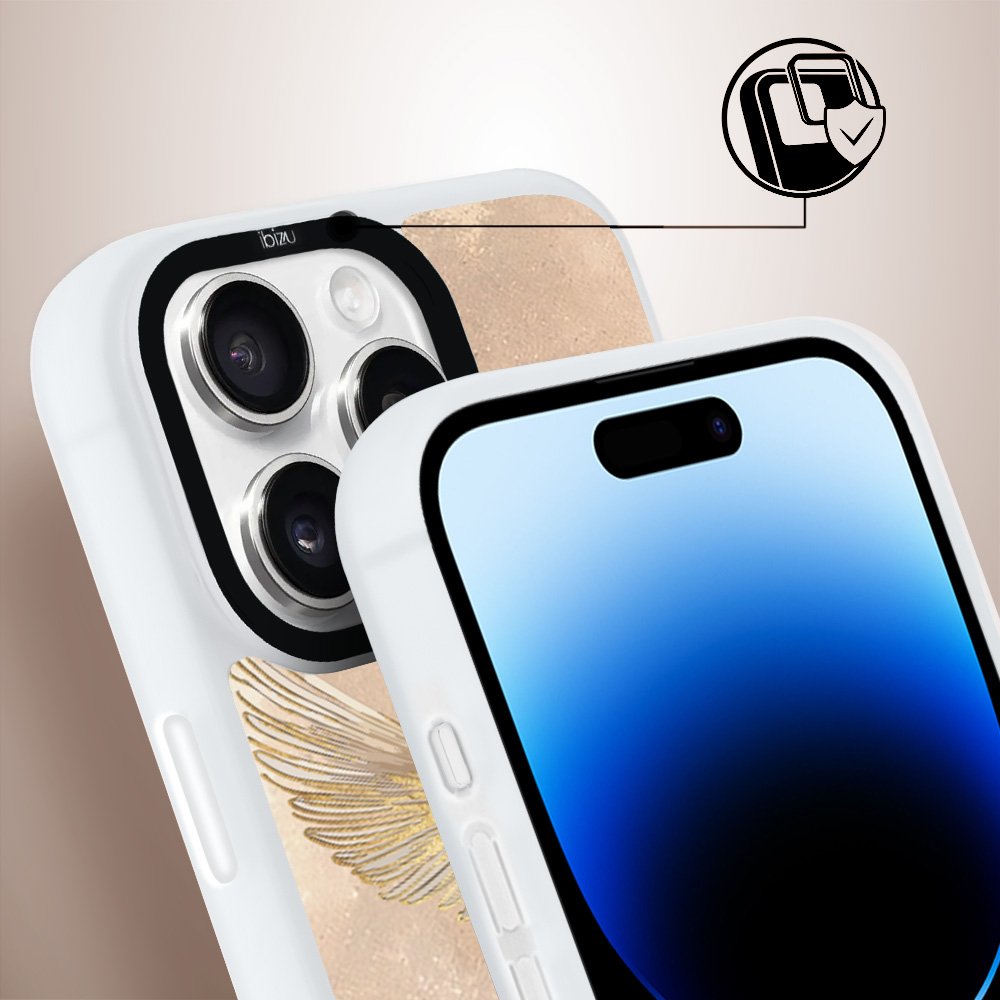 Etui do iPhone 14 Pro IBIZU DropGuard Matt z MagSafe, Boho, Złote żurawie