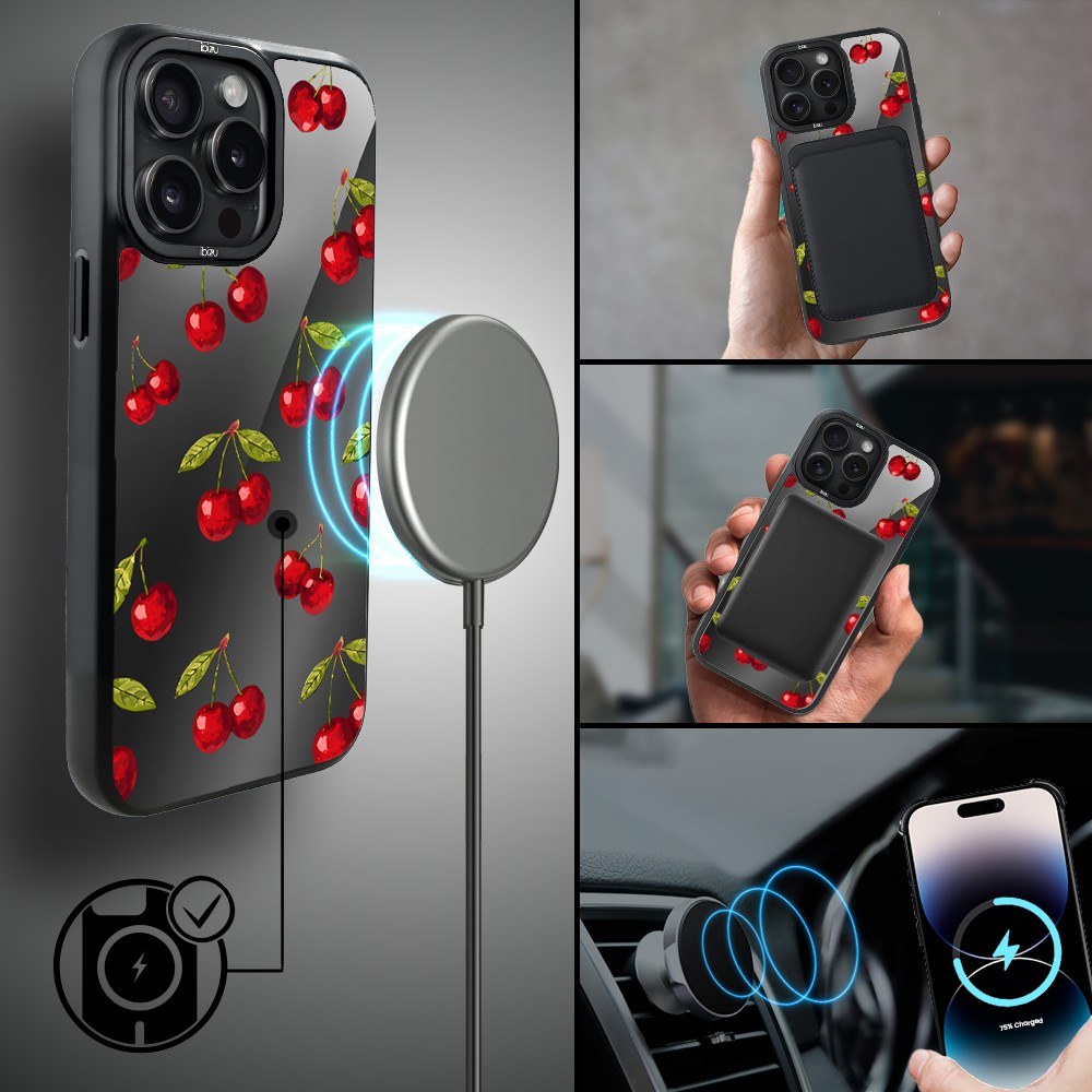 Etui do iPhone 14 Pro IBIZU DropGuard Matt z MagSafe, Midnight, Wiśniowa noc