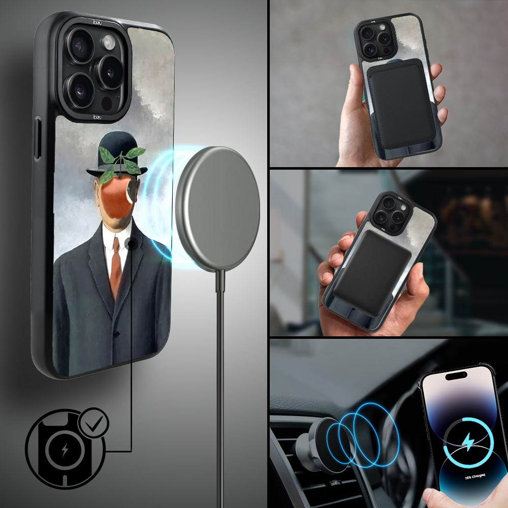 Etui do iPhone 14 Pro IBIZU DropGuard Matt z MagSafe, Rene Magritte, syn człowieczy