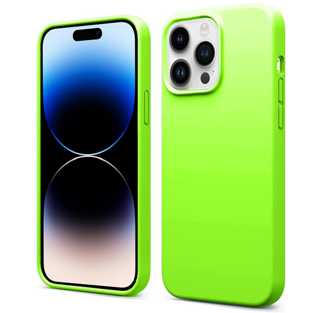 etui do iphone 14 pro silikonowe z mikrofibrą soft touch, intensywny zielony