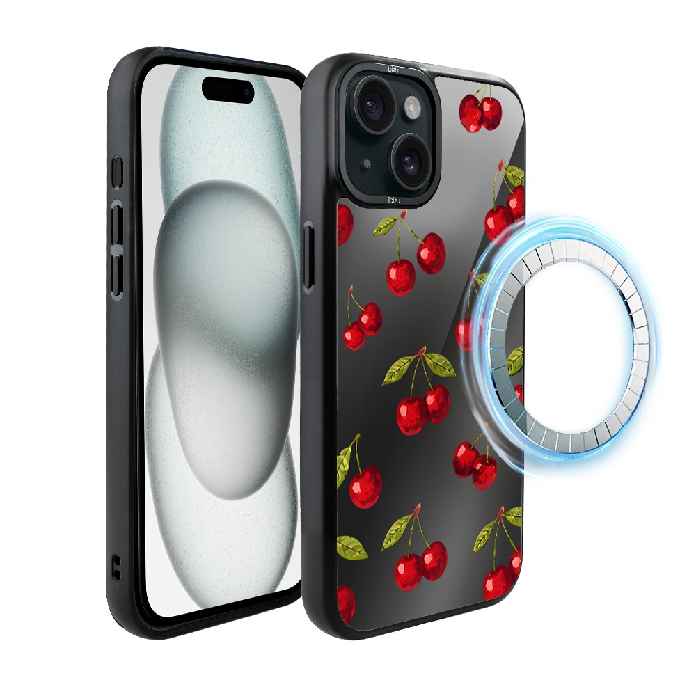 Etui do iPhone 15 IBIZU DropGuard Matt z MagSafe, Midnight, Wiśniowa noc