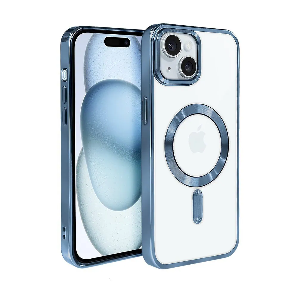 Etui do iPhone 15 MagSafe Luxury, przeźroczyste, niebieskie