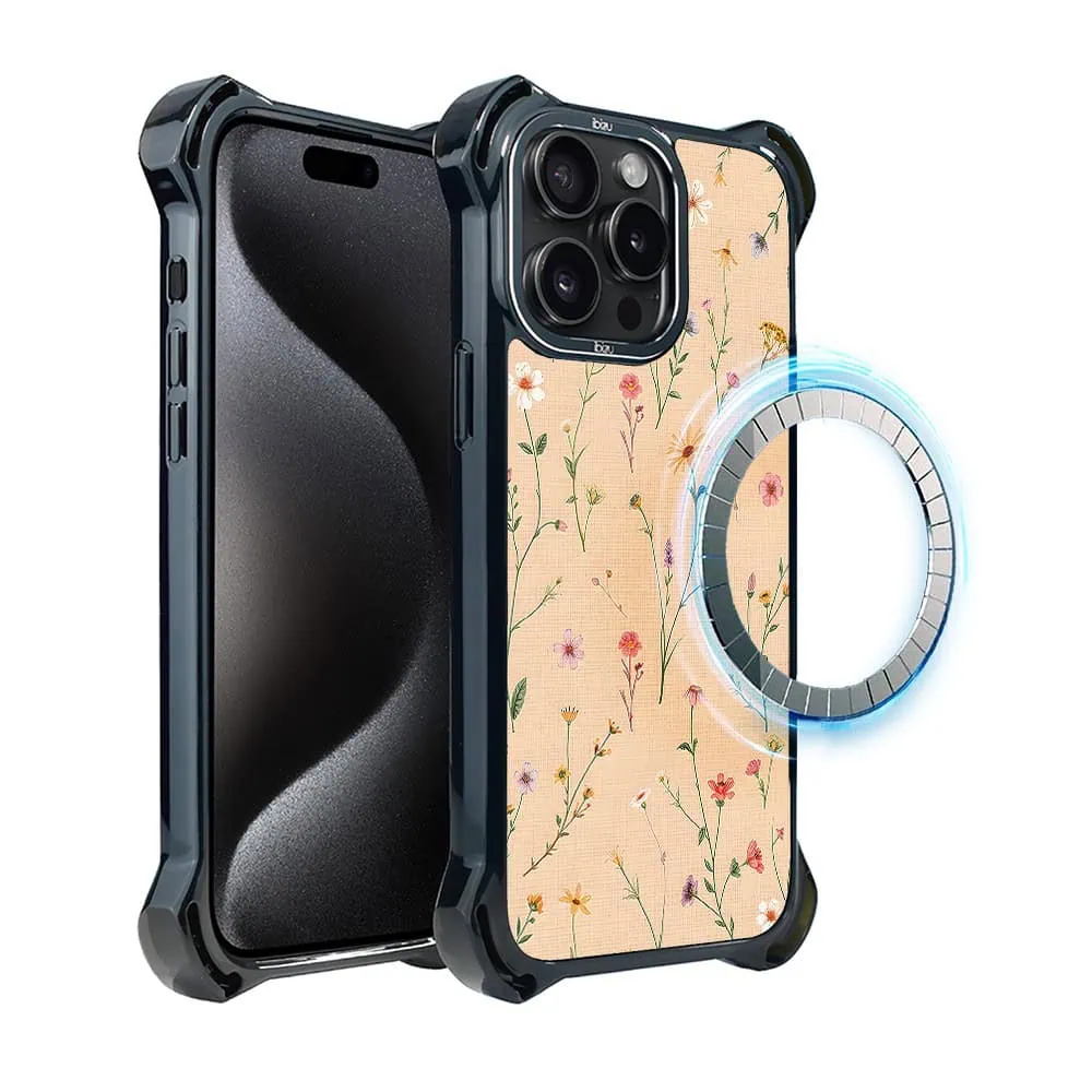 Etui do iPhone 15 Pro Max, Ibizu DropGuard Ultra z MagSafe, Pastel Bloom, Koralowa łąka