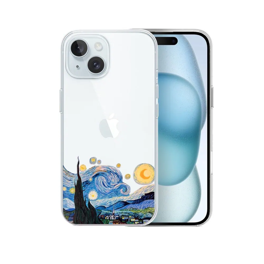 Etui do iPhone 15, obraz Van Gogh, przeźroczyste