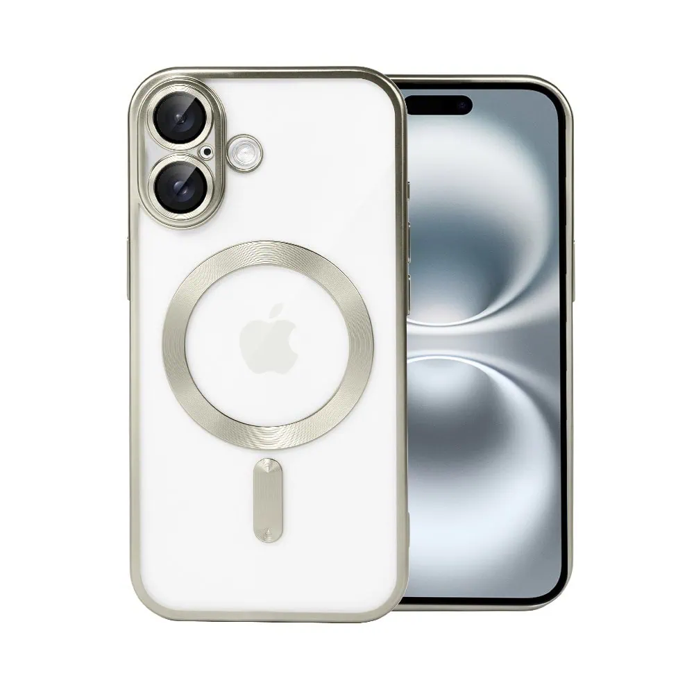 Etui do iPhone 16 Plus MagSafe Luxury Protect przeźroczyste, z osłoną aparatu, Titanium Finish, tytanowe