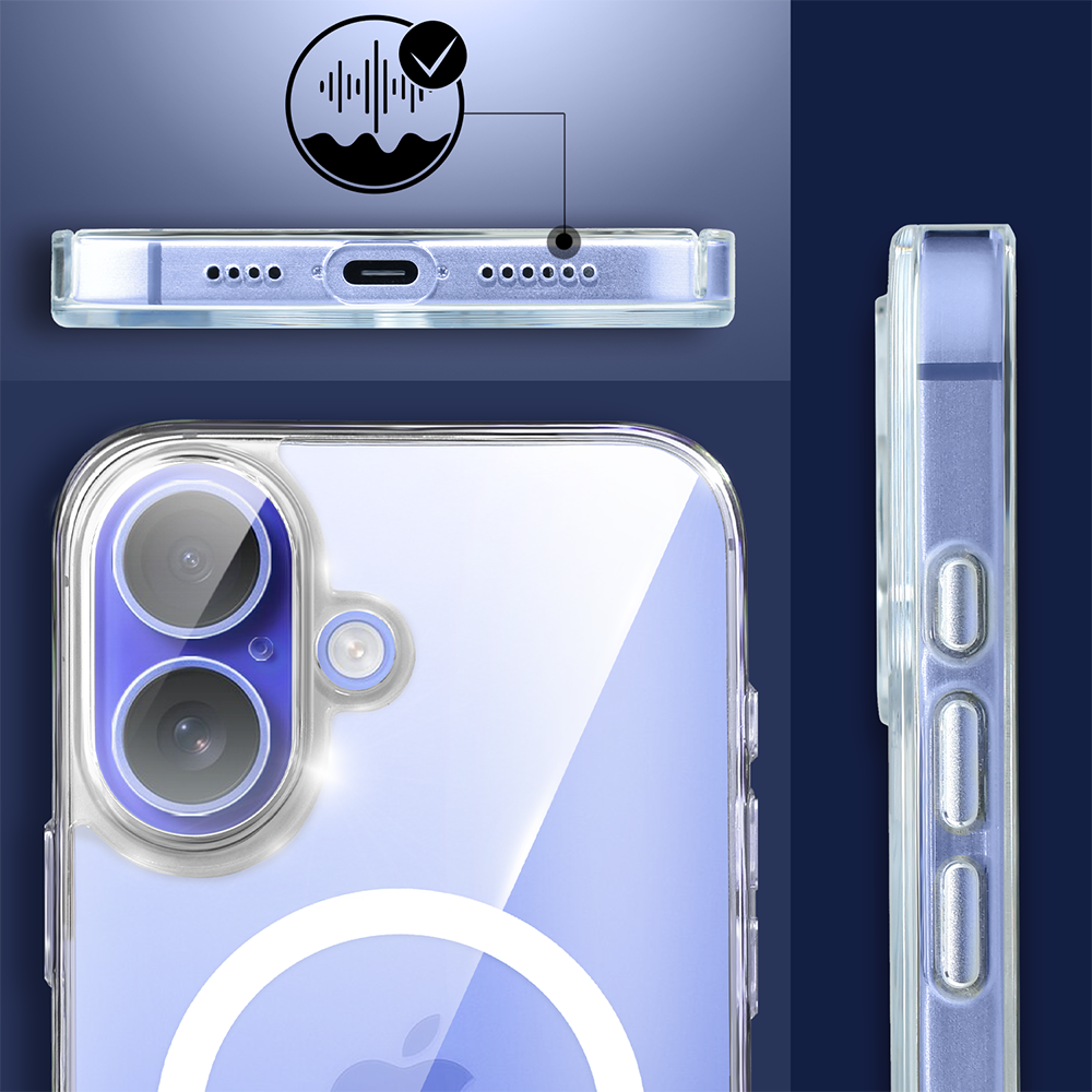 Etui do iPhone 16 Clear Case MagSafe ze szklanym tyłem oraz ochroną aparatu