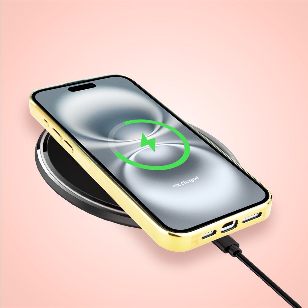 Etui do iPhone 16 Plus, Elite Glass z MagSafe, szklany tył, Azja, Taniec sakury, złote