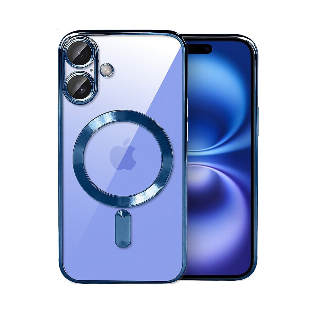 Etui do iPhone 16 MagSafe Luxury Protect przeźroczyste, hybrydowa ochrona kamery, głęboki niebieski