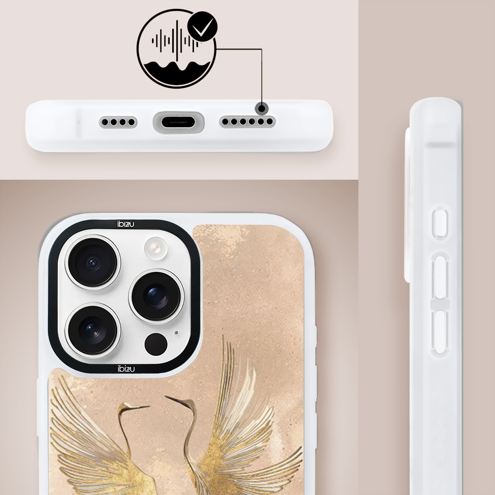 Etui do iPhone 16 Pro Max IBIZU DropGuard Matt z MagSafe, Boho, Złote żurawie