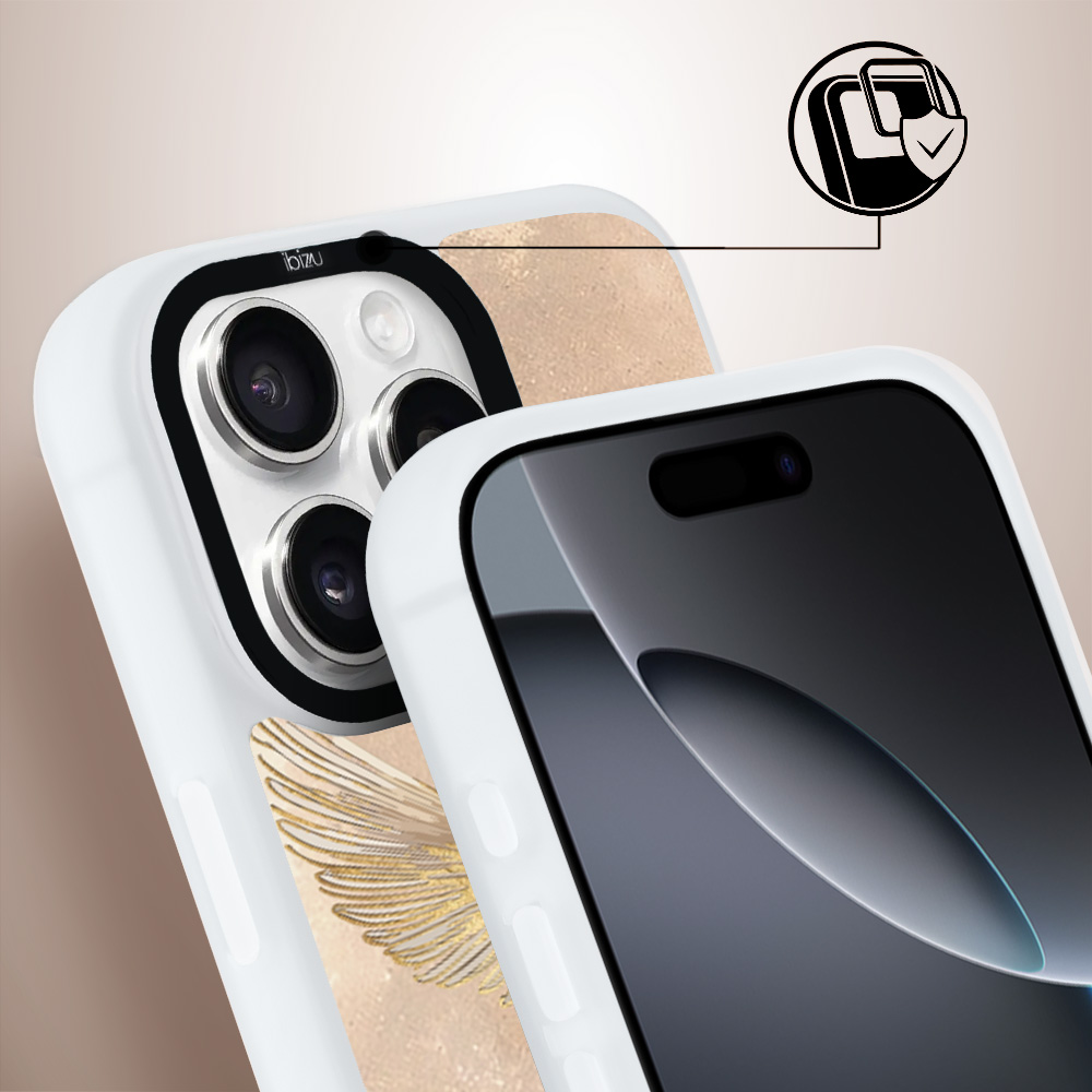 Etui do iPhone 16 Pro Max IBIZU DropGuard Matt z MagSafe, Boho, Złote żurawie