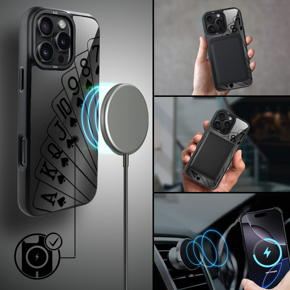 Etui do iPhone 16 Pro IBIZU DropGuard Matt z MagSafe, Midnight, Karty do gry