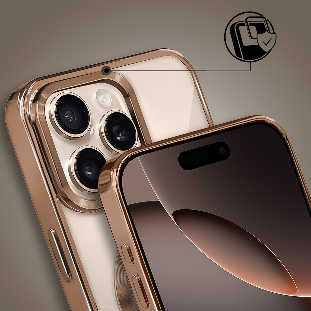 Etui do iPhone 16 Pro Max MagSafe Luxury, przeźroczyste, tytan pustynny