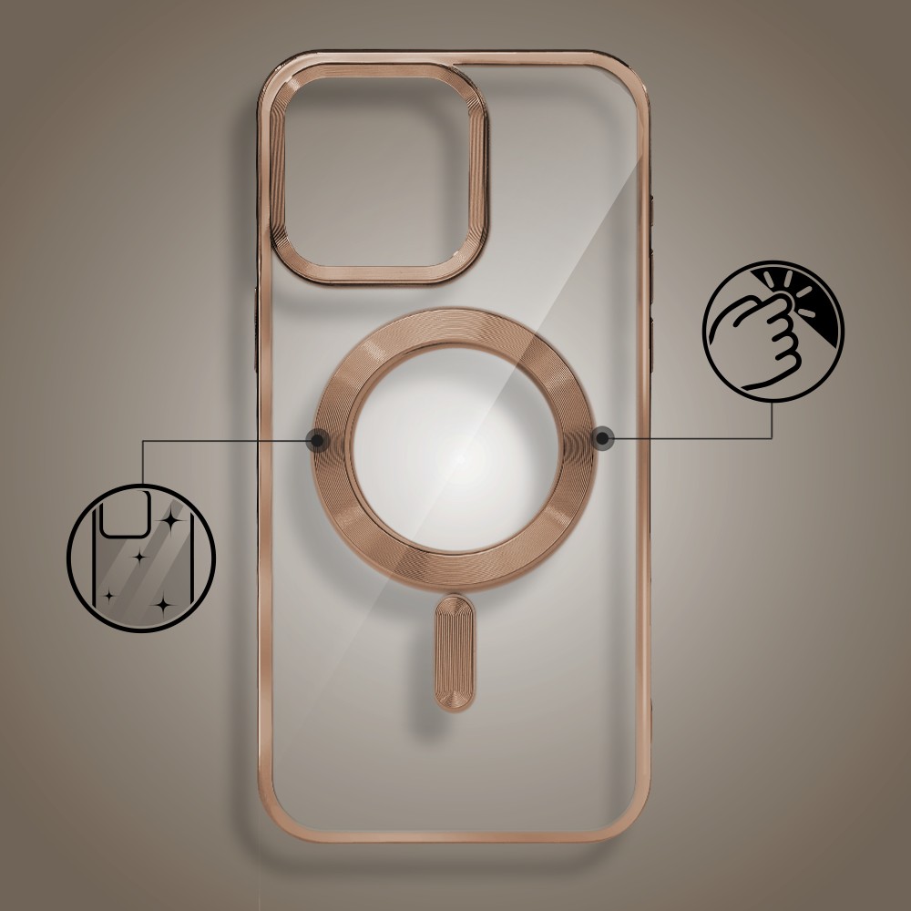 Etui do iPhone 16 Pro Max MagSafe Luxury, przeźroczyste, tytan pustynny