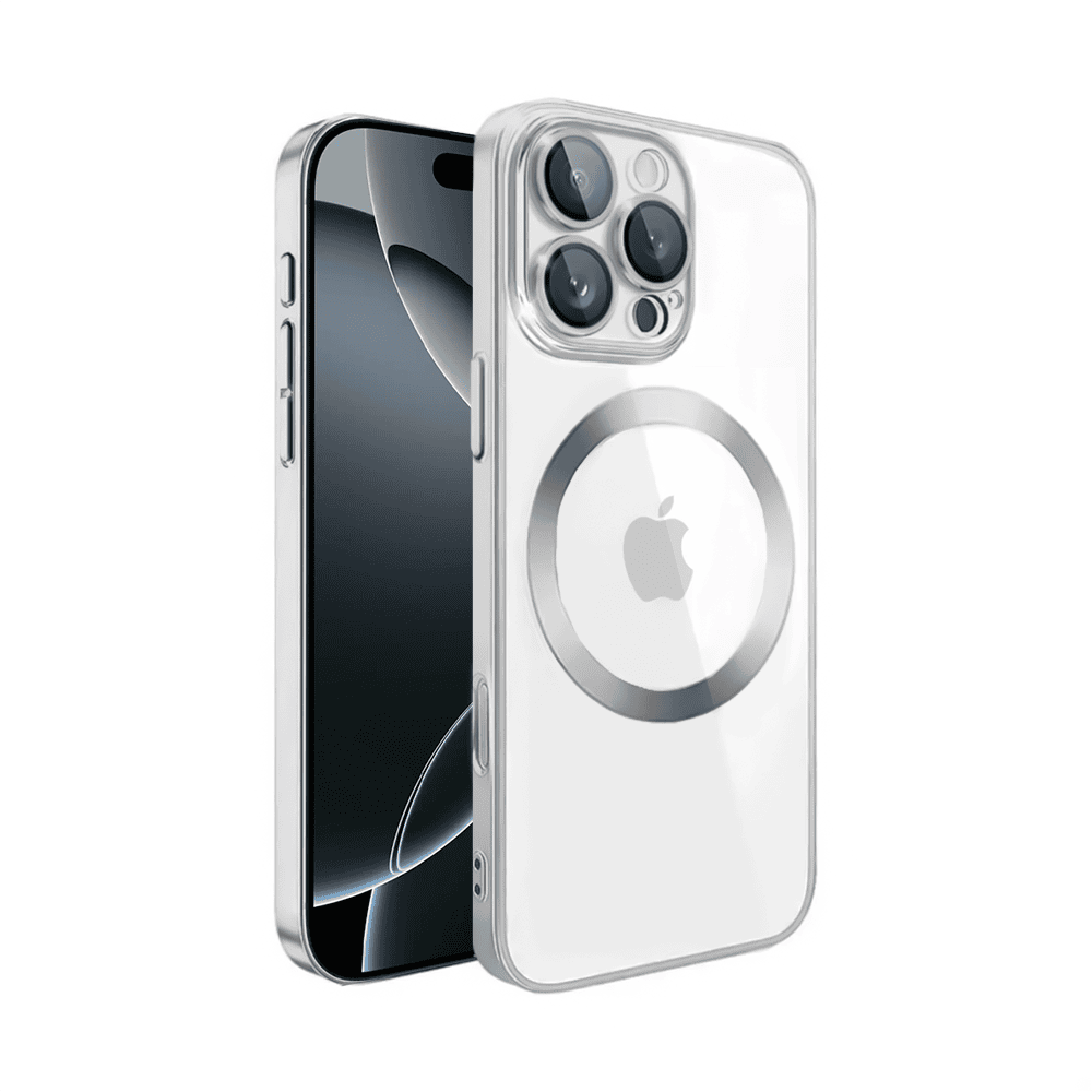 Etui do iPhone 16 Pro Max Slim Protect Full Cover MagSafe Hard Back, twardy tył, przeźroczyste, srebrne